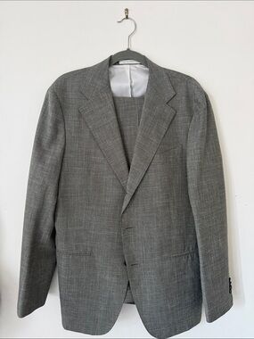 Suit Supply - Grey / Green - Men's Wool Silk Linen Blend Suit